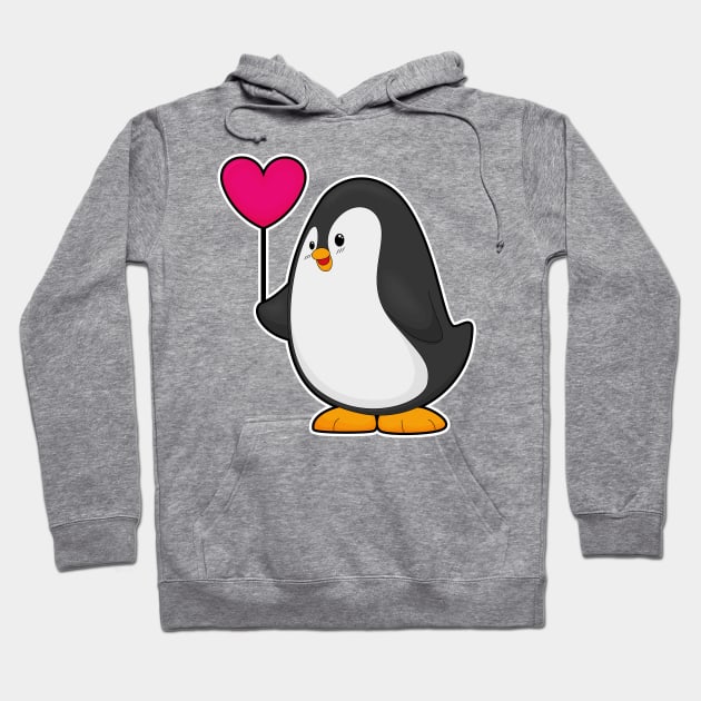 Penguin with Heart Balloon Hoodie by Markus Schnabel